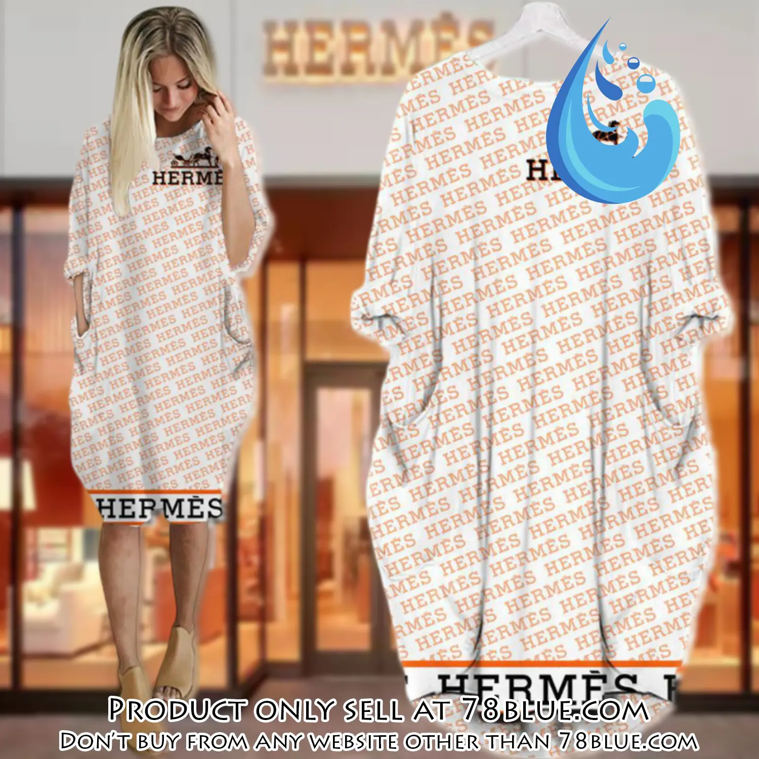 Hermes white batwing pocket dress luxury brand for women pd081 78b1013177